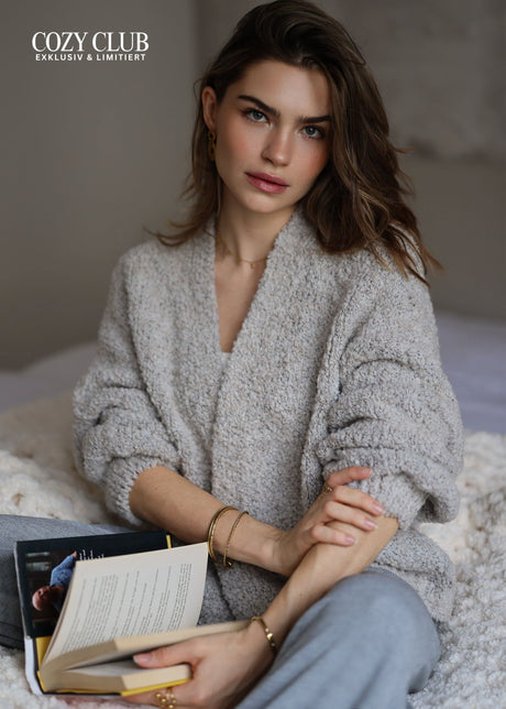Oversize Cardigan aus Bouclé - greige