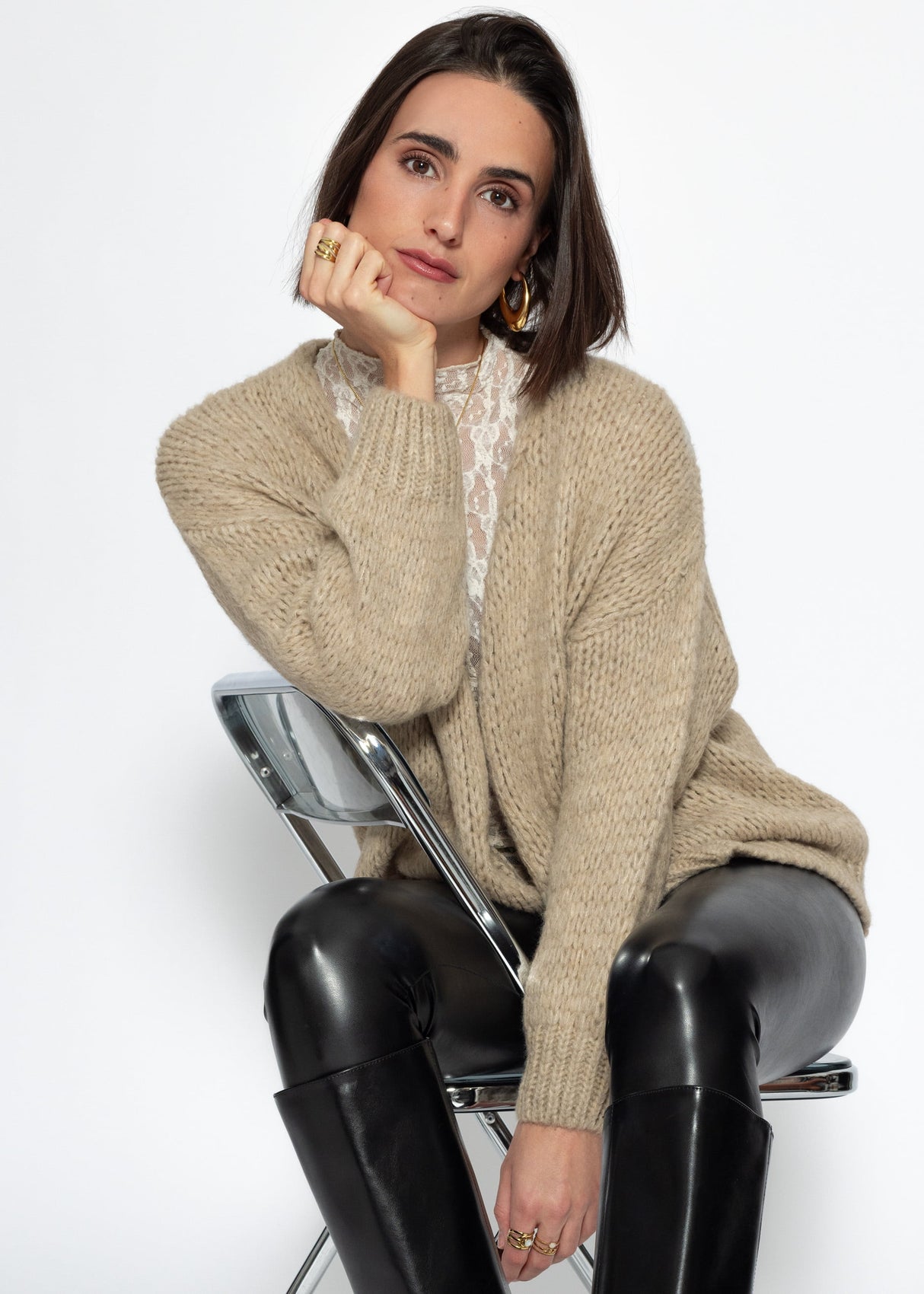 Oversized cardigan - beige