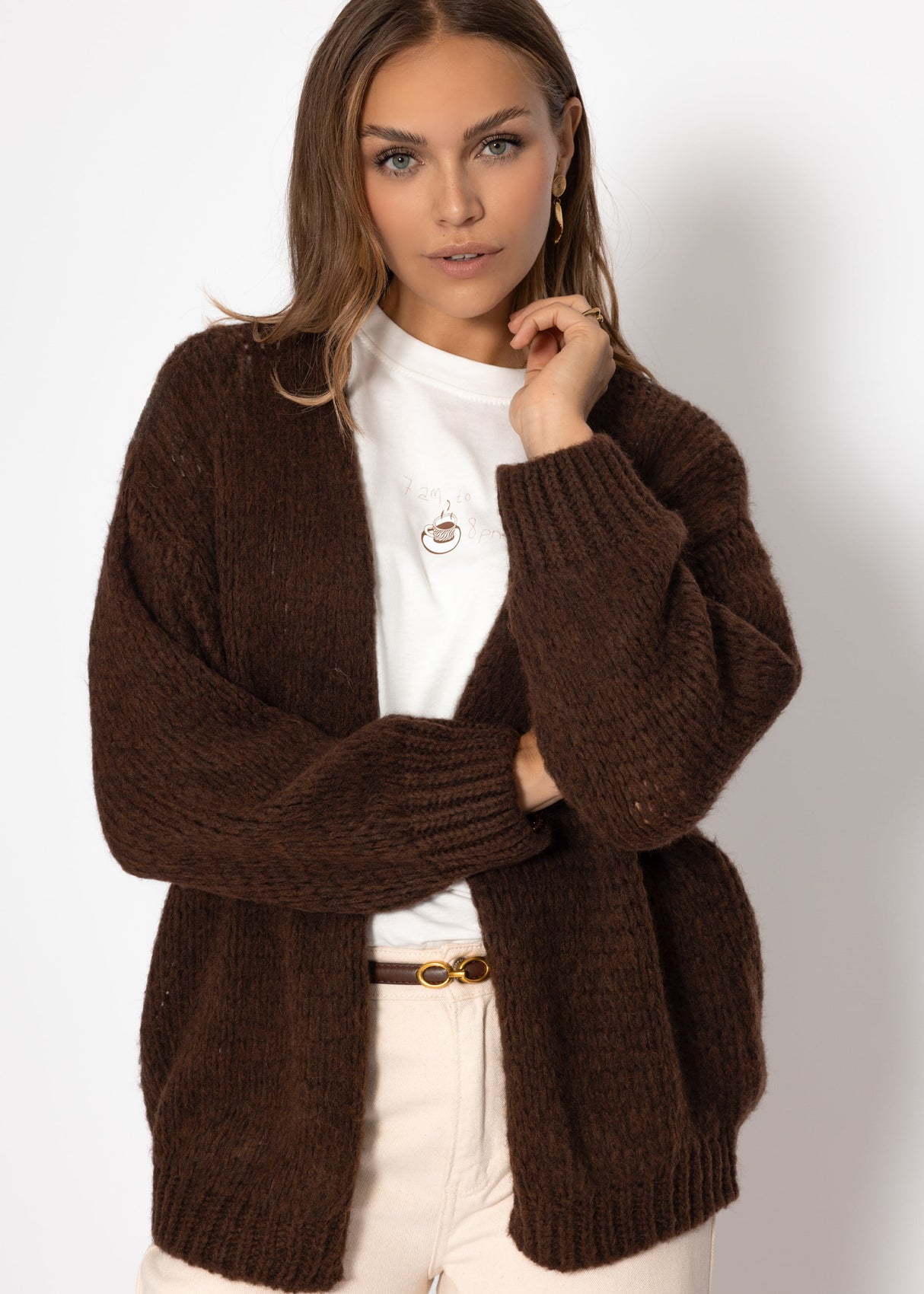 Oversize Cardigan - dunkelbraun