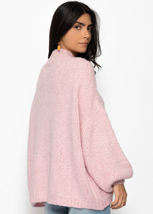 Oversize Cardigan mit Schmuckknöpfen - rosa