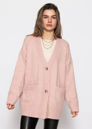 Oversize Cardigan mit Taschen - puderrosa