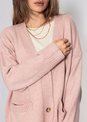 Oversize Cardigan mit Taschen - puderrosa
