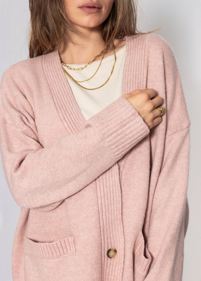 Oversize Cardigan mit Taschen - puderrosa