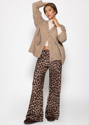 Oversize Cardigan mit Taschen - taupe