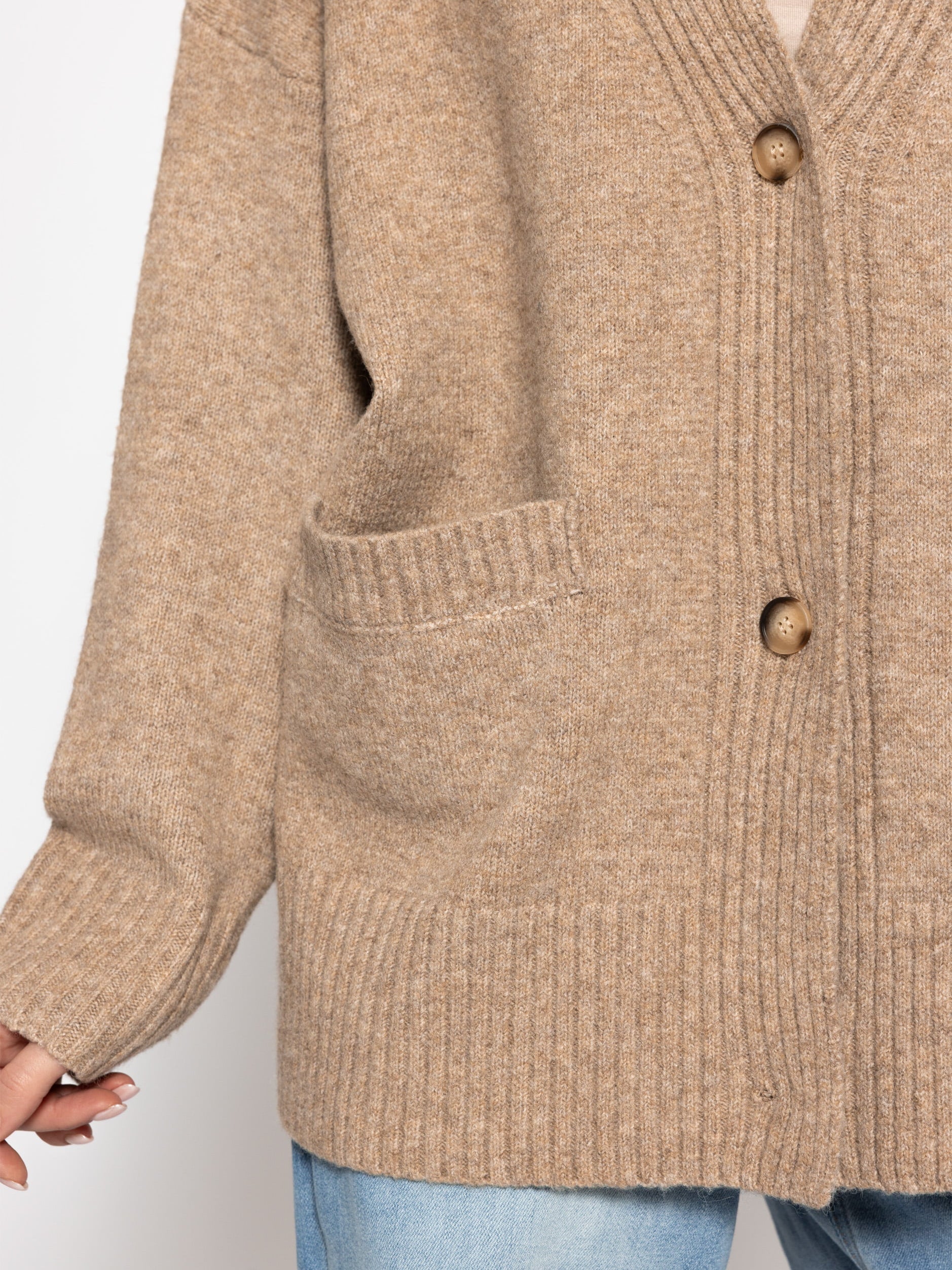 Oversize Cardigan mit Taschen - taupe