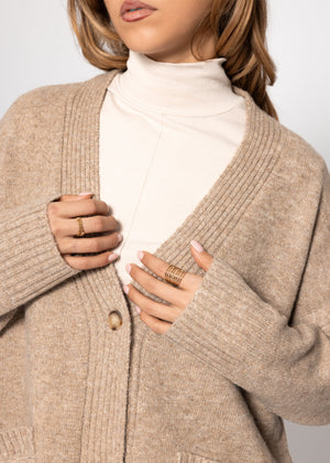 Oversize Cardigan mit Taschen - taupe