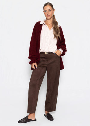 Oversize Cardigan mit Volantärmeln - burgundy