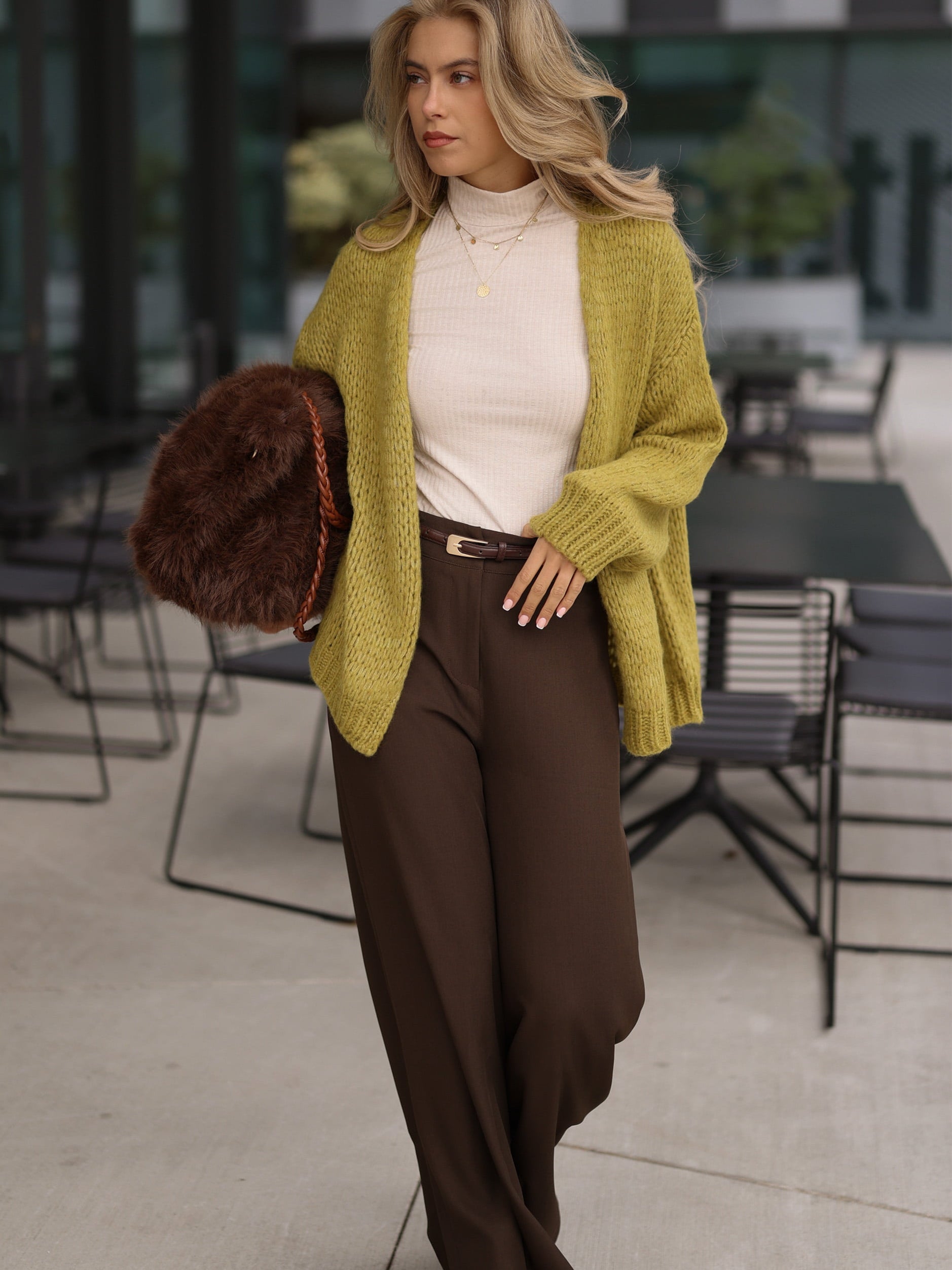 Oversize Cardigan - olivgrün