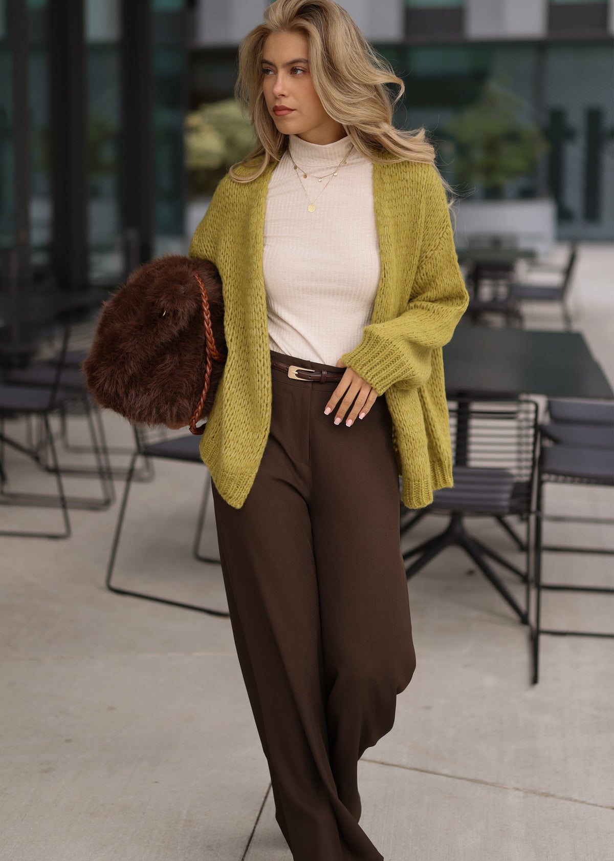 Oversize Cardigan - olivgrün