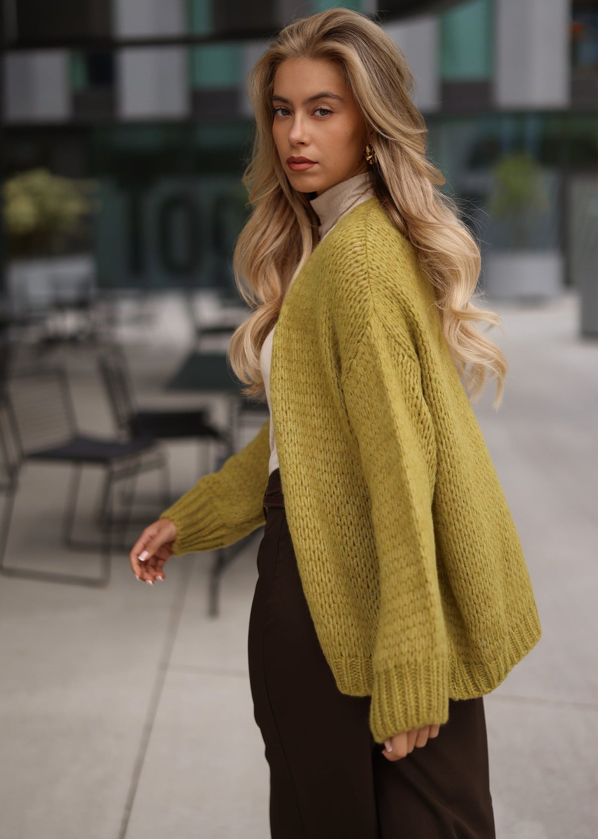 Oversize Cardigan - olivgrün