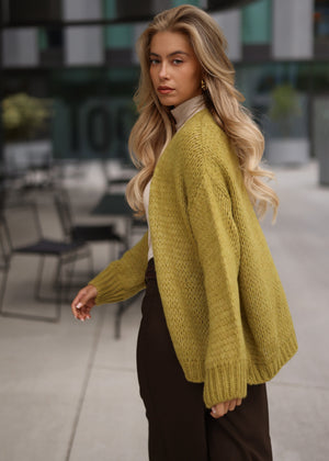 Oversize Cardigan - olivgrün