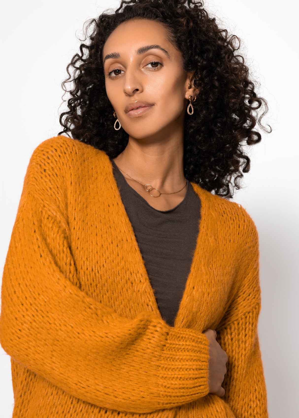 Oversize Cardigan senfgelb – SASSYCLASSY - Main Image
