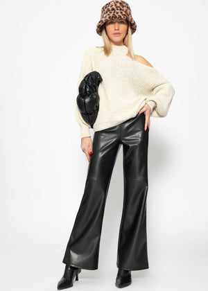 Oversize cut-out sweater - beige