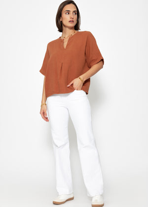 Oversize Musselin Shirt - cognac