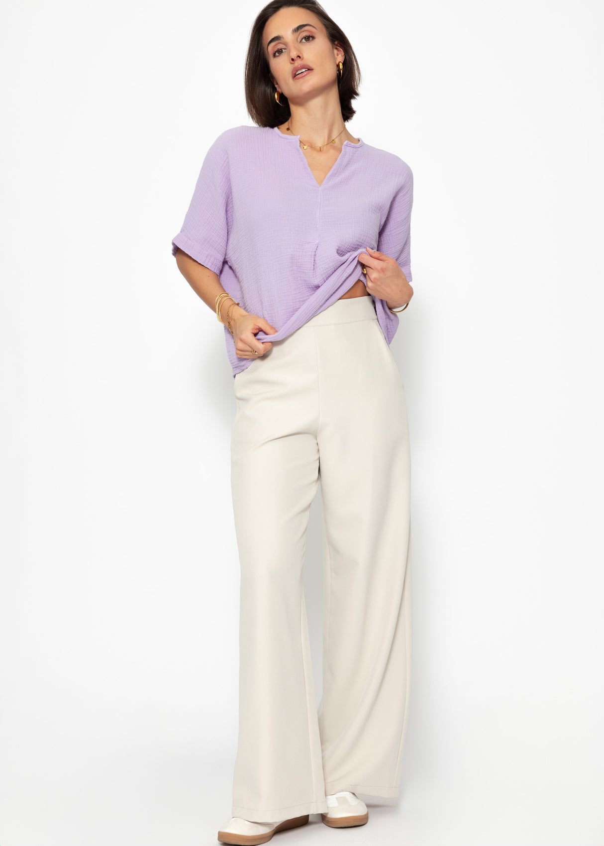 Oversize Musselin Shirt - flieder