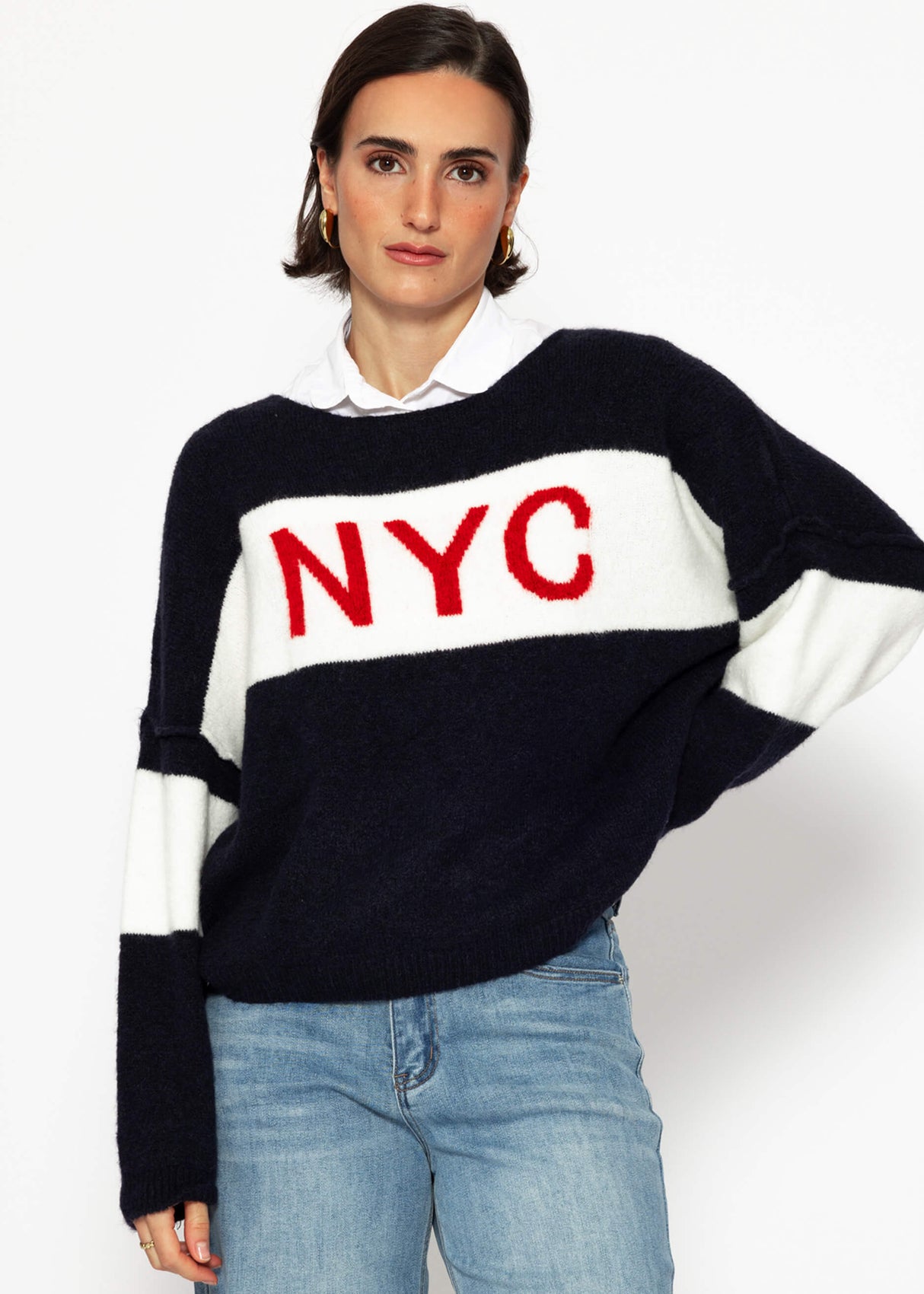 Oversize Pullover "NYC" - dunkelblau