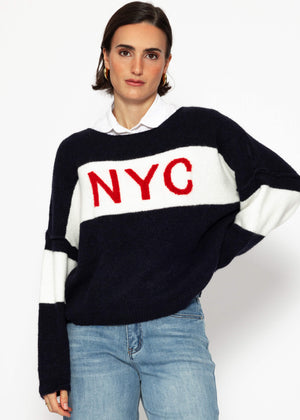 Oversize Pullover "NYC" - dunkelblau