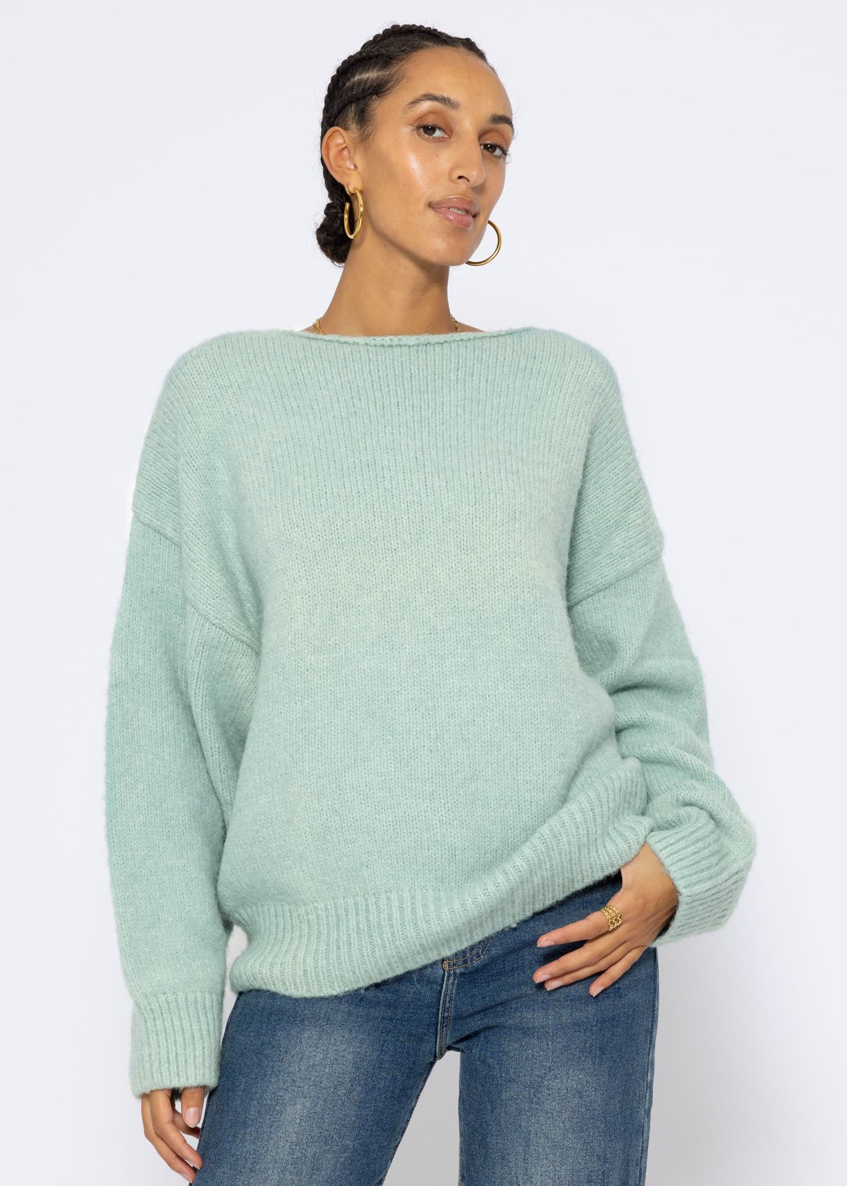 Oversize Pullover - aquagrün