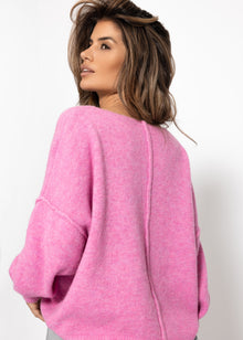 Oversize Pullover mit Rückennaht - pink