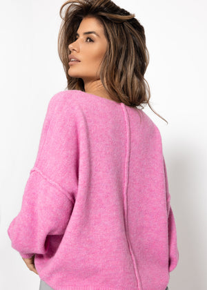 Oversized sweater with back seam - pink