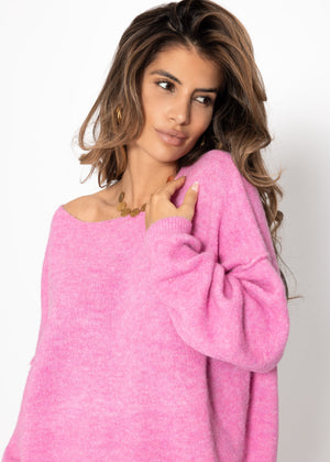 Oversized sweater with back seam - pink