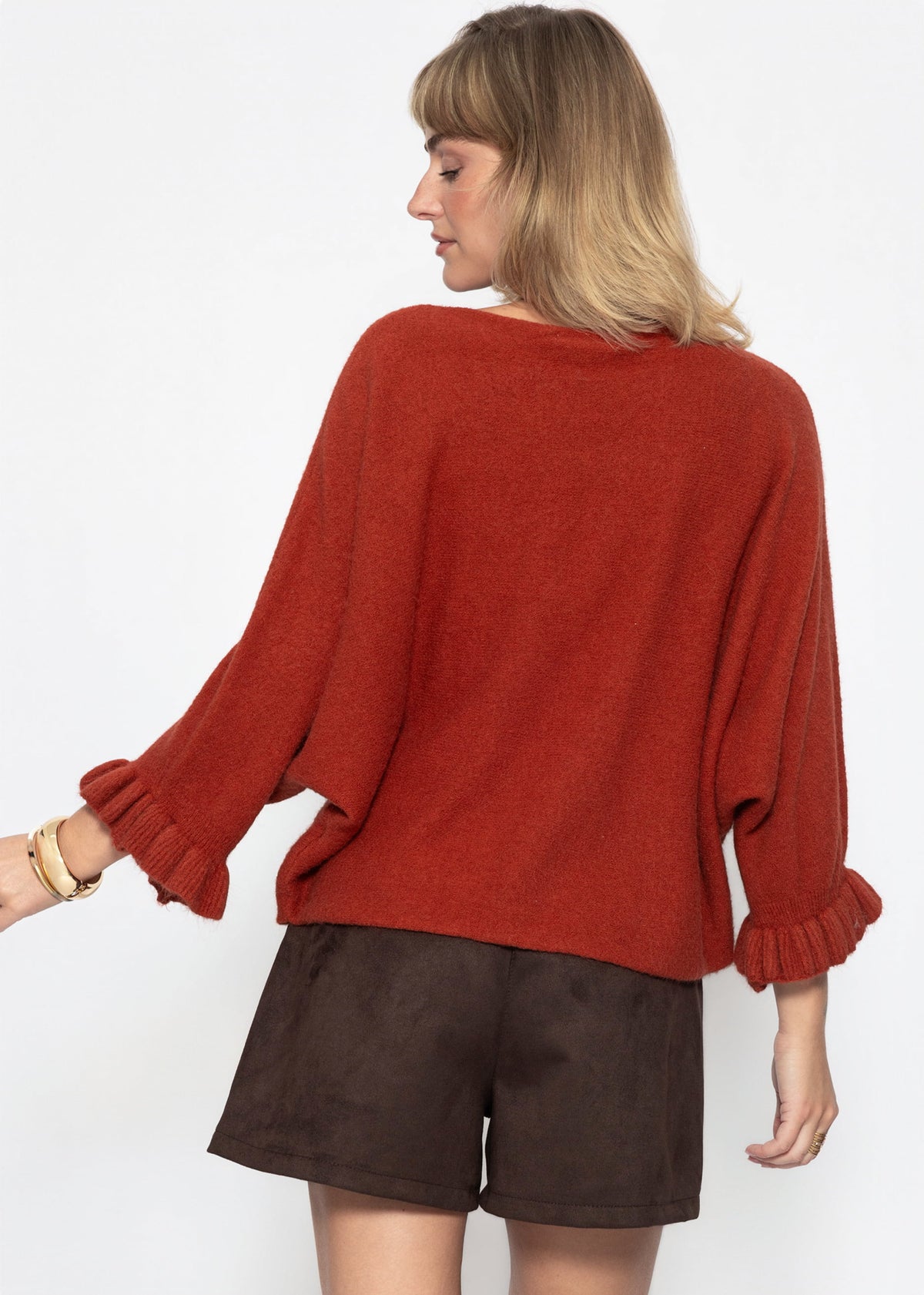 Oversize Pullover mit U-Boot Ausschnitt - rost