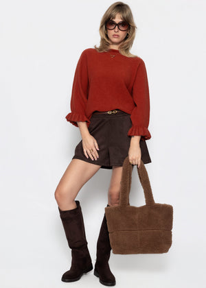 Oversize Pullover mit U-Boot Ausschnitt - rost