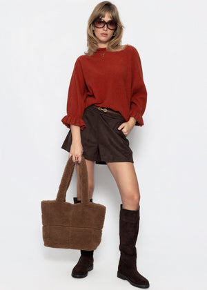 Oversize Pullover mit U-Boot Ausschnitt - rost