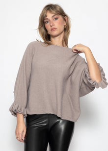 Oversize Pullover mit U-Boot Ausschnitt - taupe