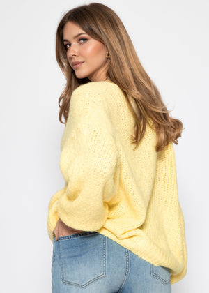 Oversized V-neck sweater - yellow