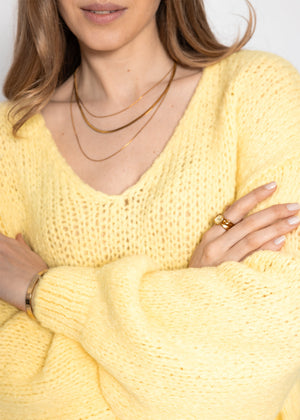 Oversized V-neck sweater - yellow