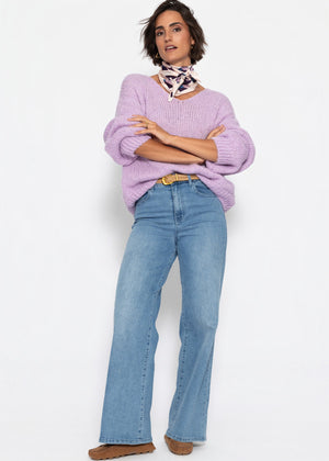 Oversize Pullover mit V-Ausschnitt  - lavendel