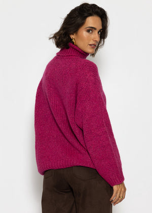 Oversize Rollkragenpullover - beere