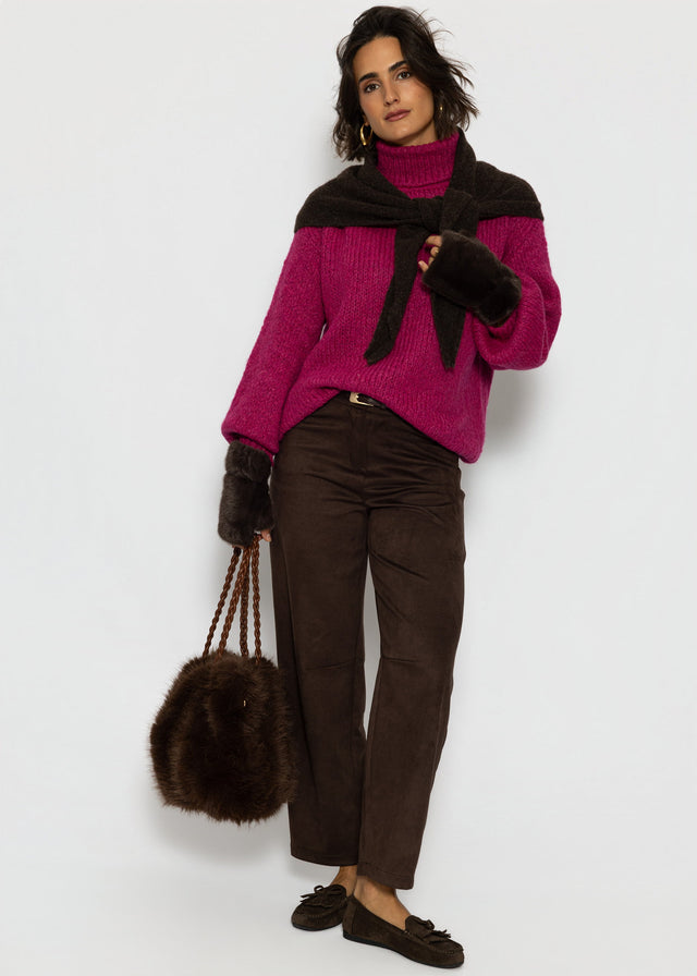 Oversize Rollkragenpullover - beere