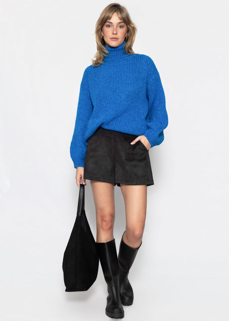 Oversized roll neck jumper - blue