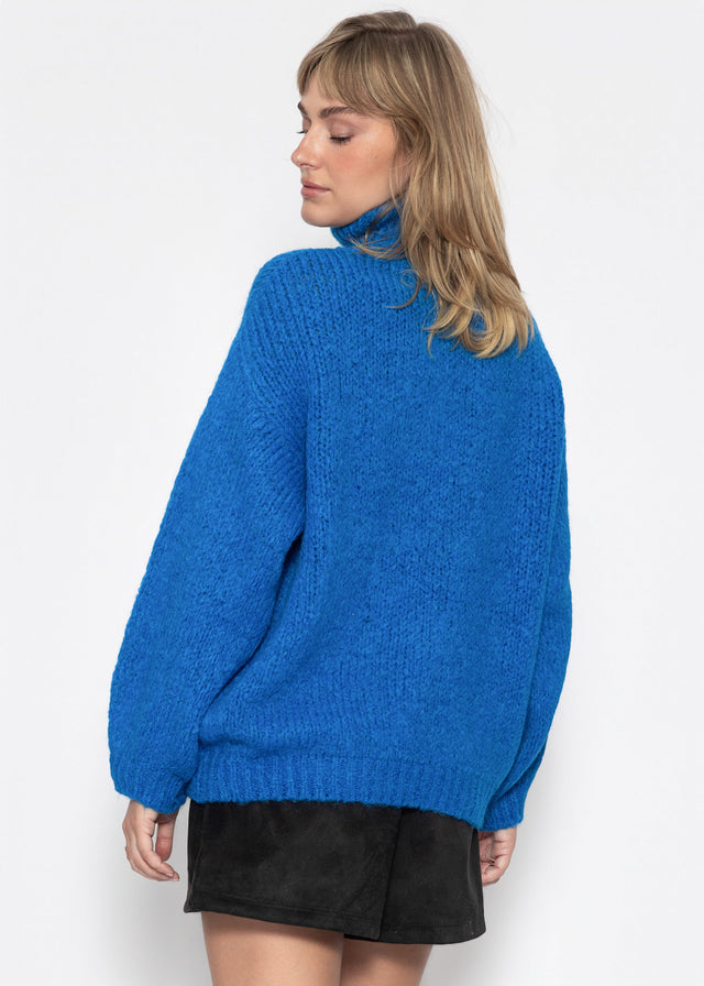 Oversized roll neck jumper - blue