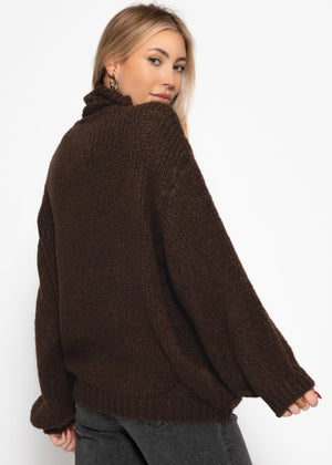 Oversized turtleneck sweater - brown