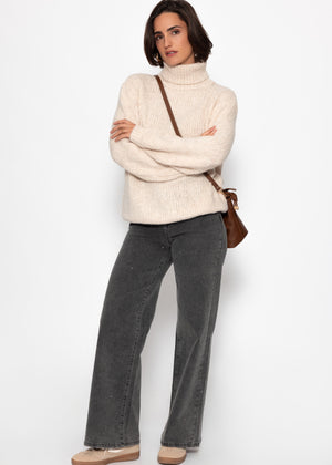 Oversized turtleneck sweater - light beige