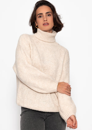 Oversized turtleneck sweater - light beige