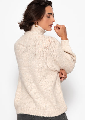 Oversized turtleneck sweater - light beige