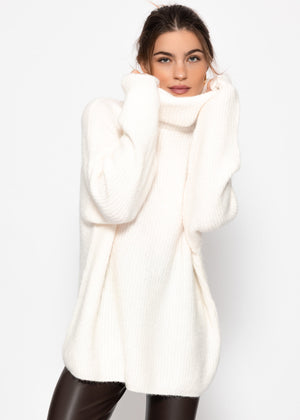 Oversize Rollkragenpullover - offwhite