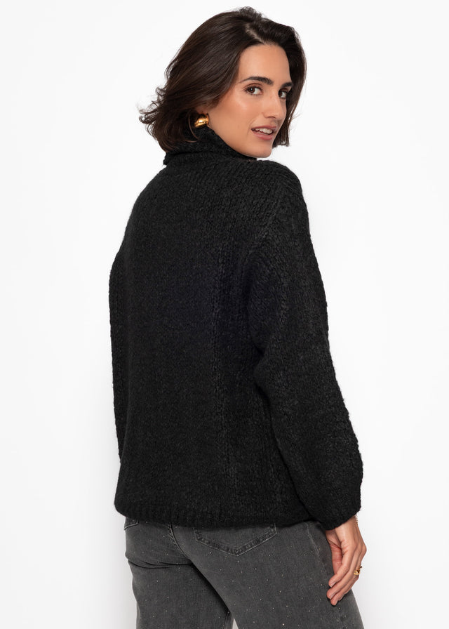 Oversized turtleneck sweater - black
