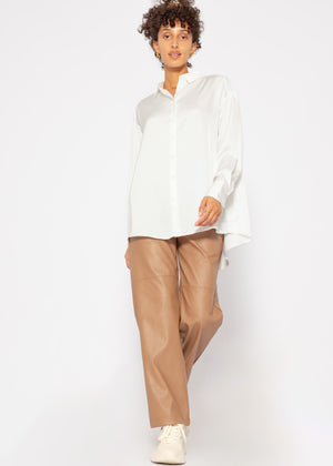 Lässige, fließende Satinbluse - offwhite
