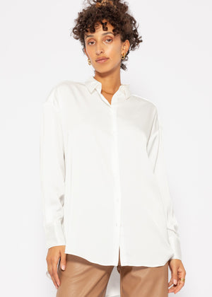 Lässige, fließende Satinbluse - offwhite