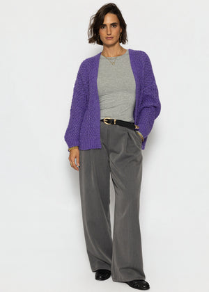 Oversize Strick-Cardigan mit Strukturmuster - lila