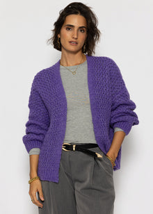 Oversize Strick-Cardigan mit Strukturmuster - lila