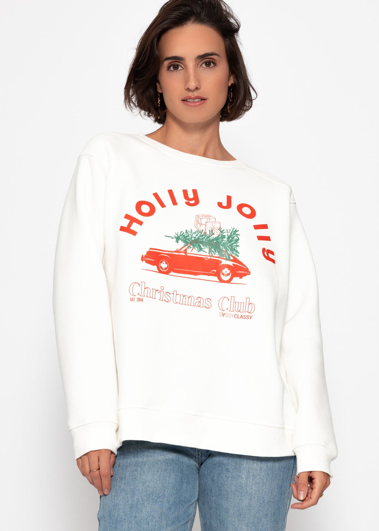 Oversized sweatshirt with X-MAS print - Off-white