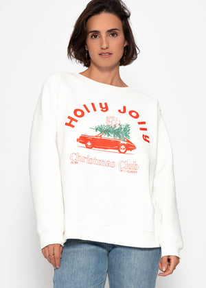 Oversized sweatshirt with X-MAS print - Off-white