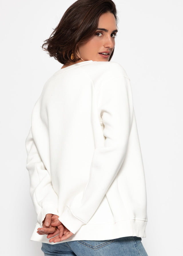 Oversize Sweatshirt mit X-MAS-Print - offwhite