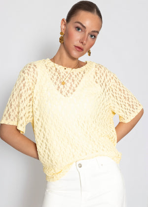 Oversize T-Shirt aus Spitze - gelb